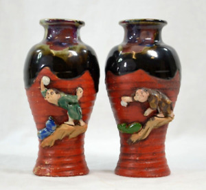 Pair Of Antique Sumida Gawa 5 1 2 Vases Signed Euc Jlp 
