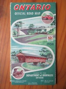 1958 Ontario Official Road Map Dept Of Highways Canada