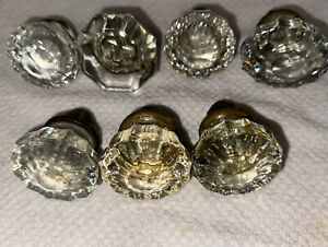 Vintage Lot Of 7 Crystal Glass Door Knobs Mixed Lot No Stems