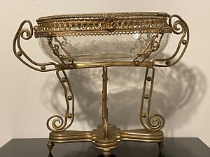 19th 20th C French Bronze Acid Etched Glass Jewel Casket