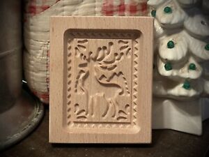 Springerle Cookie Mold Carved Wood Christmas Santa S Reindeer Deer