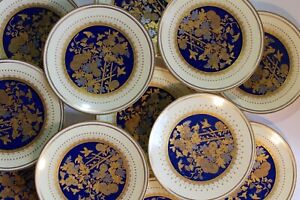 Beautiful Rare Antique Set Of 12 Cabinet Plates 19th Century