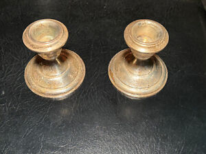 Vintage Pair Of Sterling Candlesticks Candle Holders Weighted