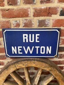 Old Antique Vintage French Enamel Street Sign Rue Newton France