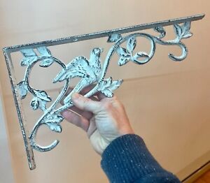 2 Antique Ornate Heavy Cast Iron Wall Shelf Brackets Dove Bird Design Large