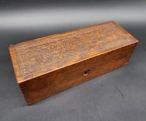 Antique W W Wheeler Wilson Sewing Machine Carved Wooden Box Hinged Wood Box