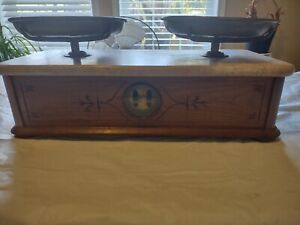 Vintage Wood And Marble Apothecary Scale