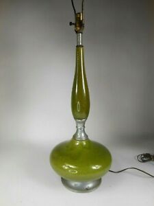 Mid Century Lamp Avocado Green Pottery Table Lamp