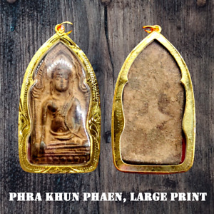 Large Phra Khun Paen Khunpaen Thai Amulet Wat Pa Lelai Wealth Charming Love