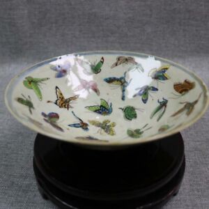 Chinese Famille Rose Porcelain Hand Painted Butterfly Design Big Bowl 6 9 Inch