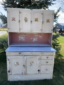 Antique Vintage Sellers Farmhouse Hoosier Kitchen Cabinet Hutch Cupboard