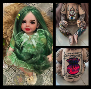 Thai Amulet Charming Luk Thep Green Hair Spirit Full Tattoo Cat Money By Aj Kom