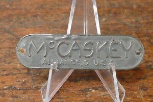 Antique Mccaskey Cash Register Brass Id Tag Emblem Badge Advertising Sign