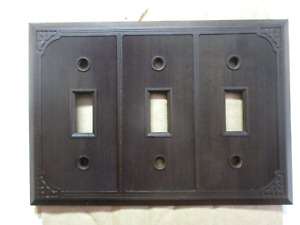 Leviton Dots Swirls Lines Brown Deco Bakelite 3gang Switch Plate Wall Cover 1920