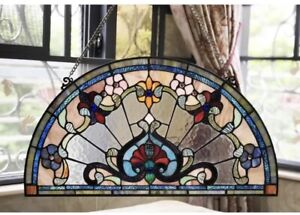 24 X13 Tiffany Style Stained Glass Semi Circle Window Panel Suncatcher