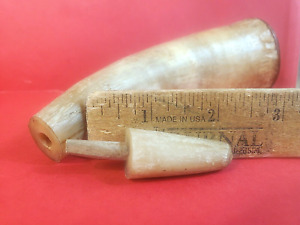 Horn Antique Gun Powder Flask 8 Rare Horn Tip Plug