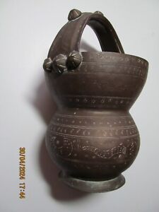 Vintage Heavy Ewer Bronze Brass Mughal India Indian Pitcher Vessel Ornate 9 H