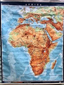 Rare Vintage Haack Gotha Africa Continent Roll Pull Down Educational School Map