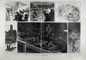 Pennsylvania Lehigh Coal Mining Strike Huge Double Folio 1880s Antique Print