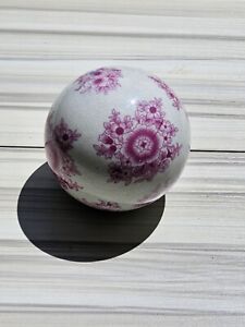 Victorian Carpet Ball Ceramic Pink And White Flowers Beautiful Condition