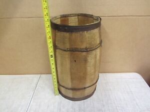 Vtg Wood Wooden Primitive Nail Rivet Keg Barrel 18 Tall Rustic Farm Store Decor
