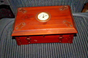 Antique Sturdi Cedar Chest W Copper Clock 385