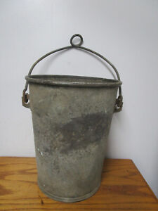 Antique Loop Handle Galvanized Metal Well Bucket Farm Primitive