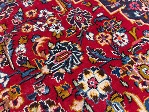 7x10 Antique Oriental Rug Red Blue Vintage Handmade Hand Knotted Traditional 6x9