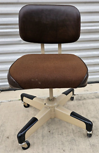 Vintage Hon Mid Century Modern Steel Swivel Office Chair Wheels Rolling