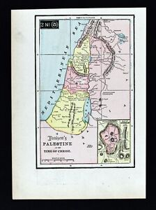 1901 Tunison Map Holy Land Palestine Judea Israel Jerusalem Jesus Christ Era