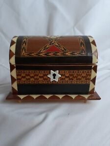 Small Marquetry Parquetry Treasure Wood Inlay Jewelry Box Trinket Box 
