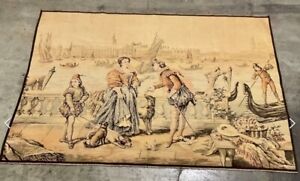 Antique French Tapestry Wall Hanging 50 X 67 