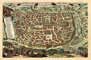 Jerusalem City Map 1660 Old Holy Land Town Plan 16x24