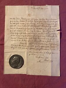 Rare Handwritten Document Written In French To The Duchess Napoleon Medal 