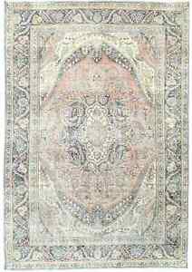 Floral Traditional Muted Antique 6 7x9 4 Distressed Vintage Oriental Rug Carpet
