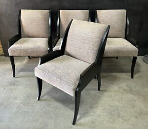 4 Ebonized Open Grain Klismos Style Dining Chairs By Luxury Maker Michael Berman