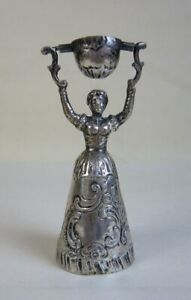 Antique C1900 German 800 Silver Miniature Figural Wedding Cup Woman Figurine