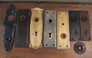Antique Brass Metal Door Knob Backplate Lot Of 8 Skeleton Key Victorian Vintage