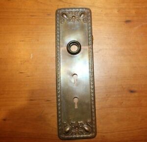 Antique Victorian Double Keyhole Entry Escutcheon In Wrought Bronze S 39
