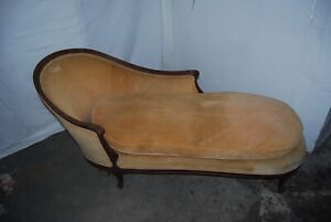 Antique Walnut Chaise Lounge Sofa