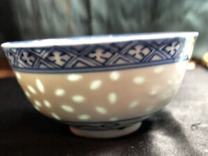 Vintage Fine Bone China Rice Bowl 4 5 Thin Porcelain Blue And White