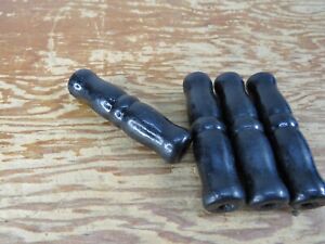 Lot Of 4 Nos Antique Vintage Black Wooden Pail Handle Wire Bail Spinner Bucket
