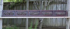 Antique Chinese Red Wooden Carved Panel 80 