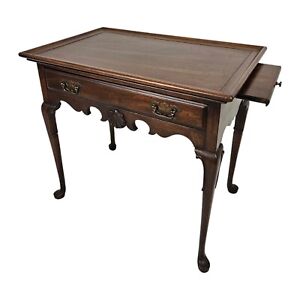 Vintage Walnut End Table Secretary Drawer Queen Anne Chippendale Globe Furniture