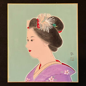 Japanese Watercolor Handmade Paintings Shikishi Art Maiko 3206