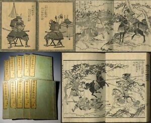 1860 Kuniyoshi Toyotomi Kunkoki 10vols Full Set Books Japan Woodblock Print