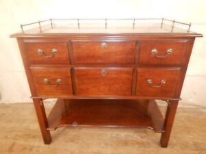 Vintage Solid Cherry Buffet W Brass Gallery 36 Sideboard Server