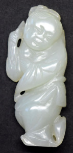 Antique Chinese Hand Carved Celadon White Jade Figurine