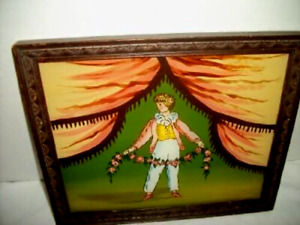 Antique French Eglomise Reverse Glass Painting Theater Performer Ballet 1900