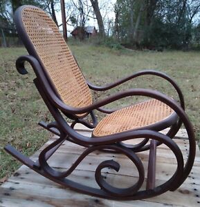 Vintage Thonet Styled Bentwood Childrens Rocker Mid Century Solid Wood Chair